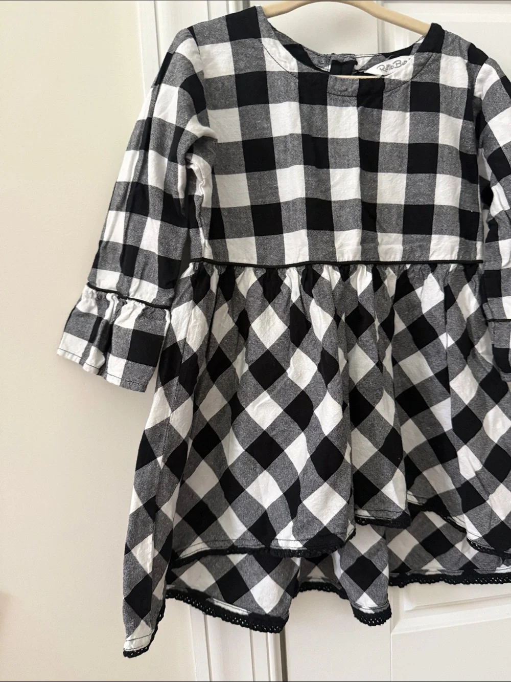 Ruffle Butts Black and White Buffalo Plaid Ruffle top